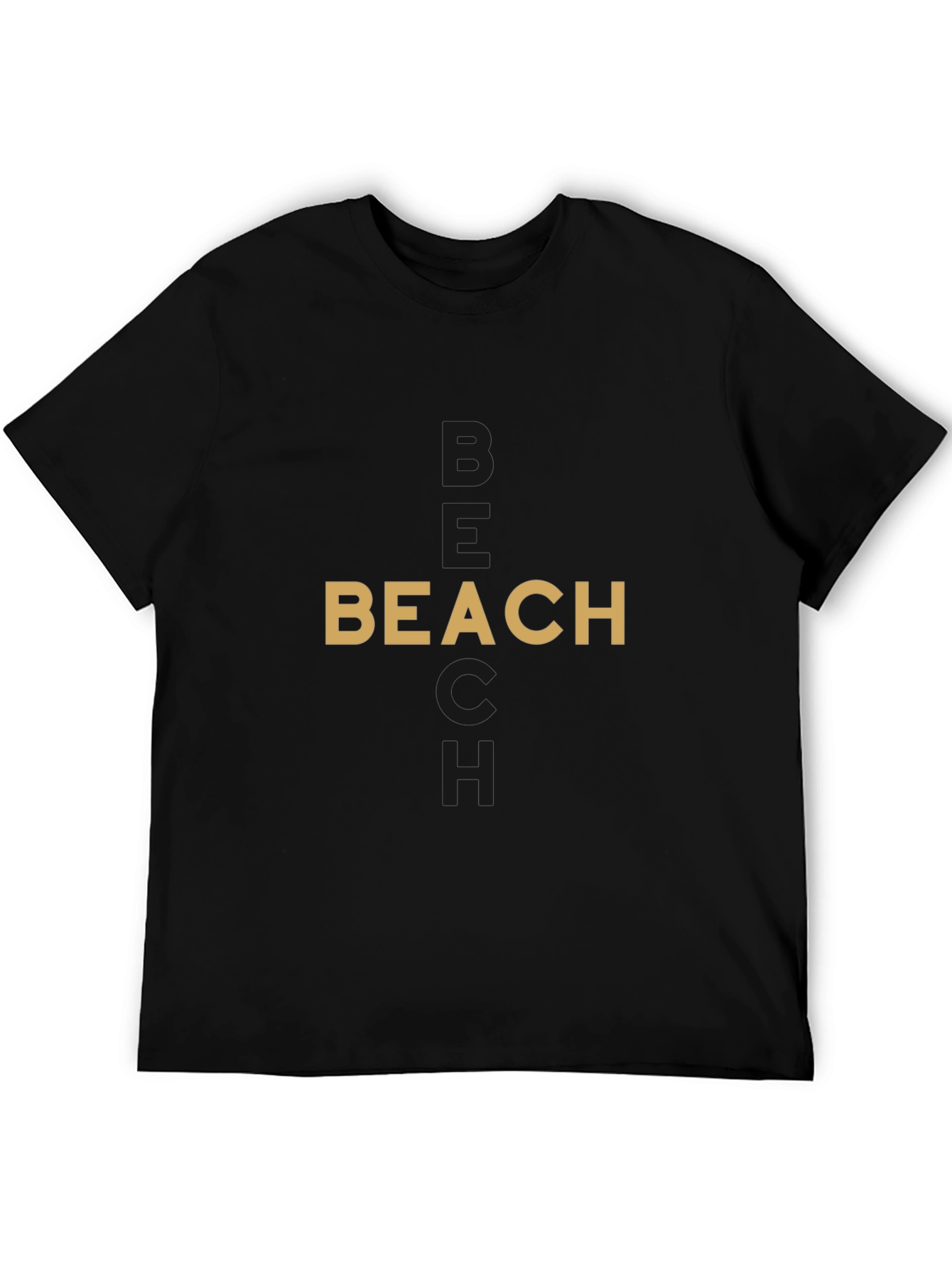 Stylish Beach Graphic Black T-Shirt
