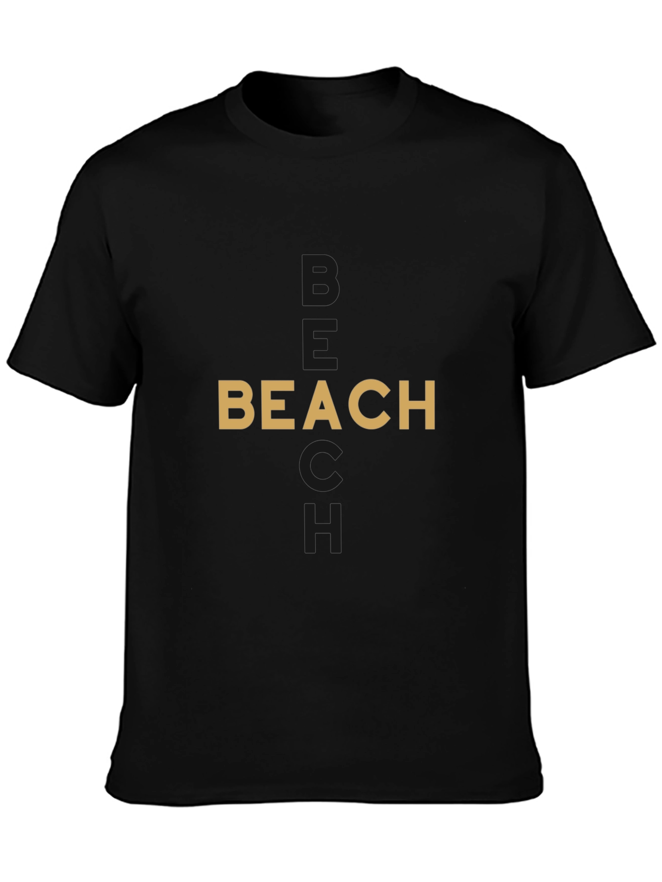 Stylish Beach Graphic Black T-Shirt