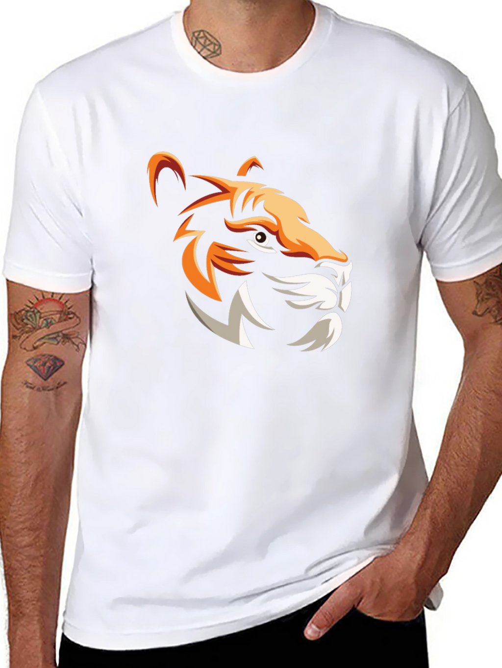 Bold Tiger Graphic Print Mens Black T-Shirt