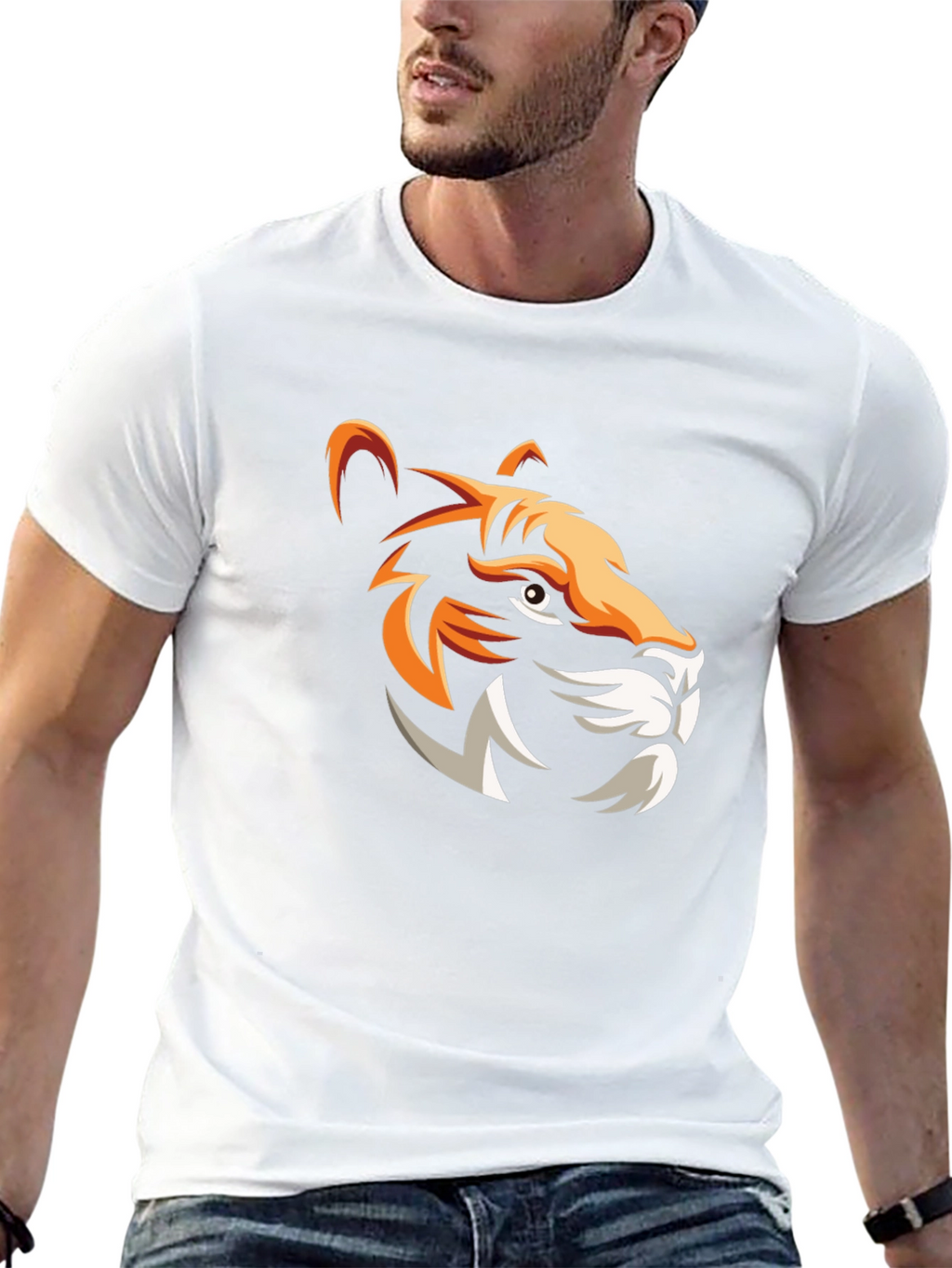 Bold Tiger Graphic Print Mens Black T-Shirt