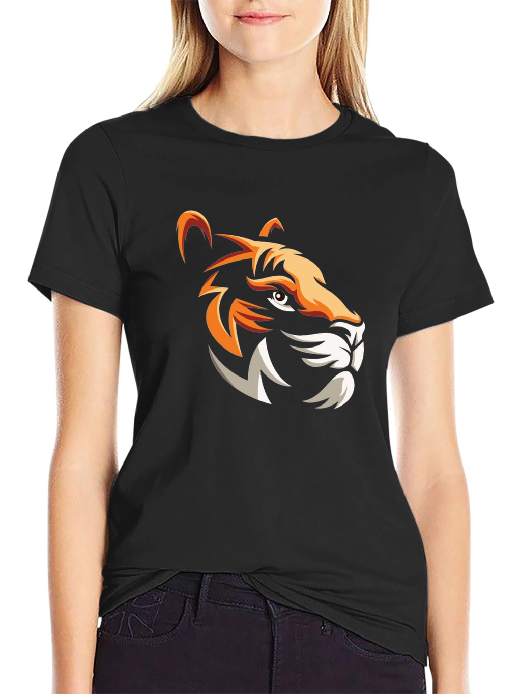 Bold Tiger Graphic Print Mens Black T-Shirt