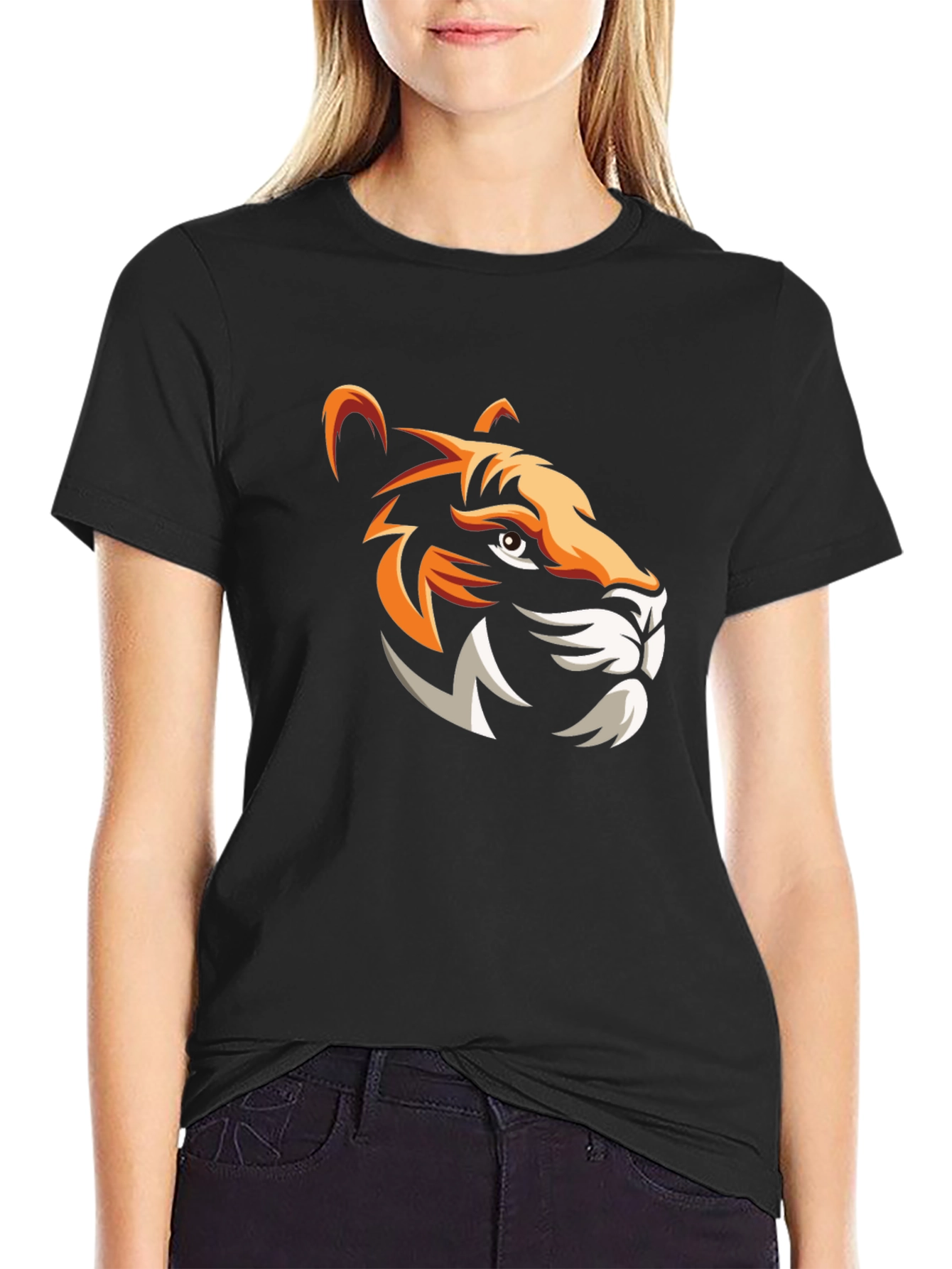 Bold Tiger Graphic Print Mens Black T-Shirt
