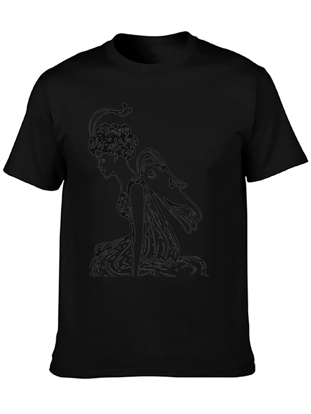 Elegant Black T-Shirt with Fairy Graphic