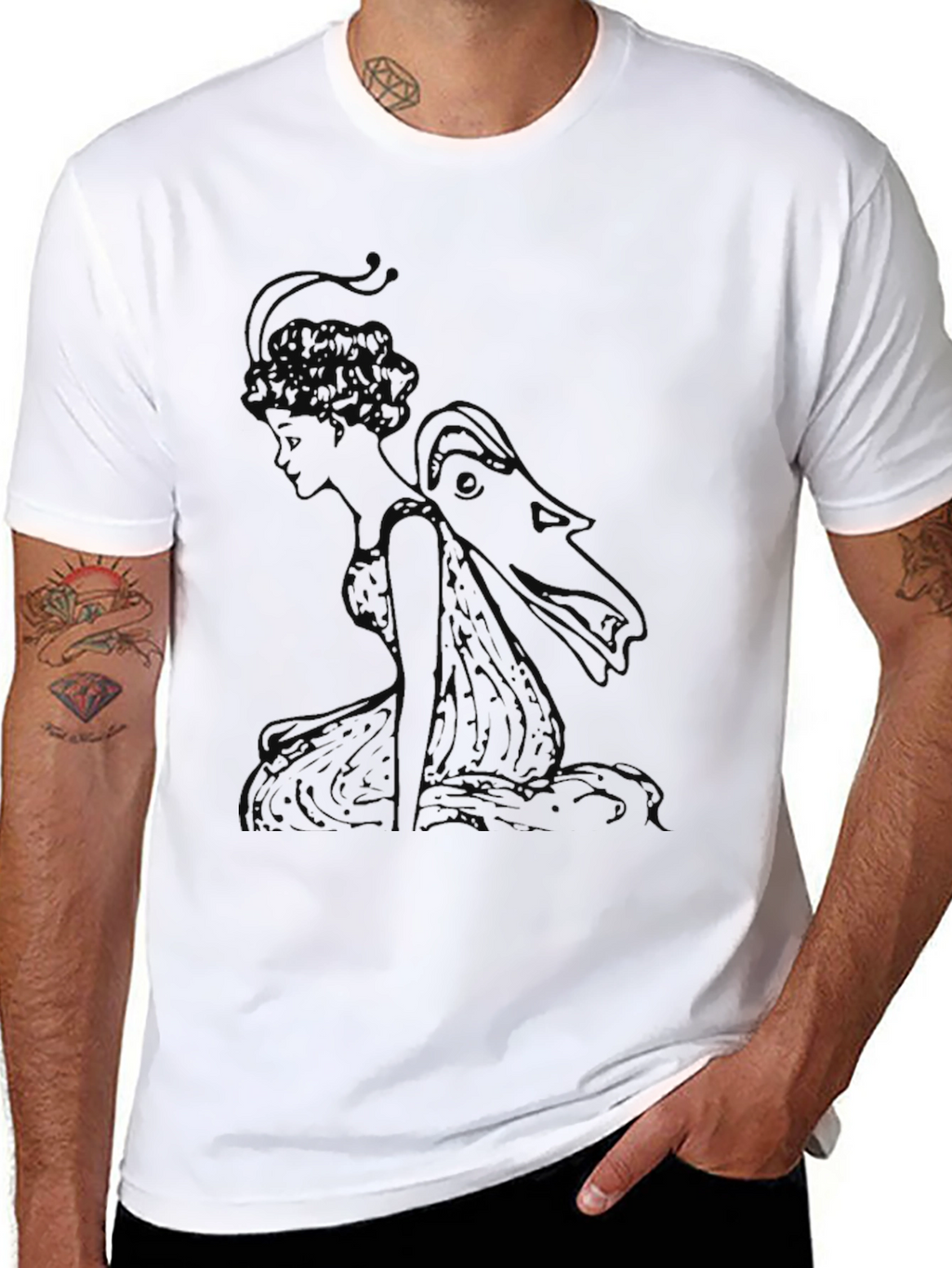 Elegant Black T-Shirt with Fairy Graphic