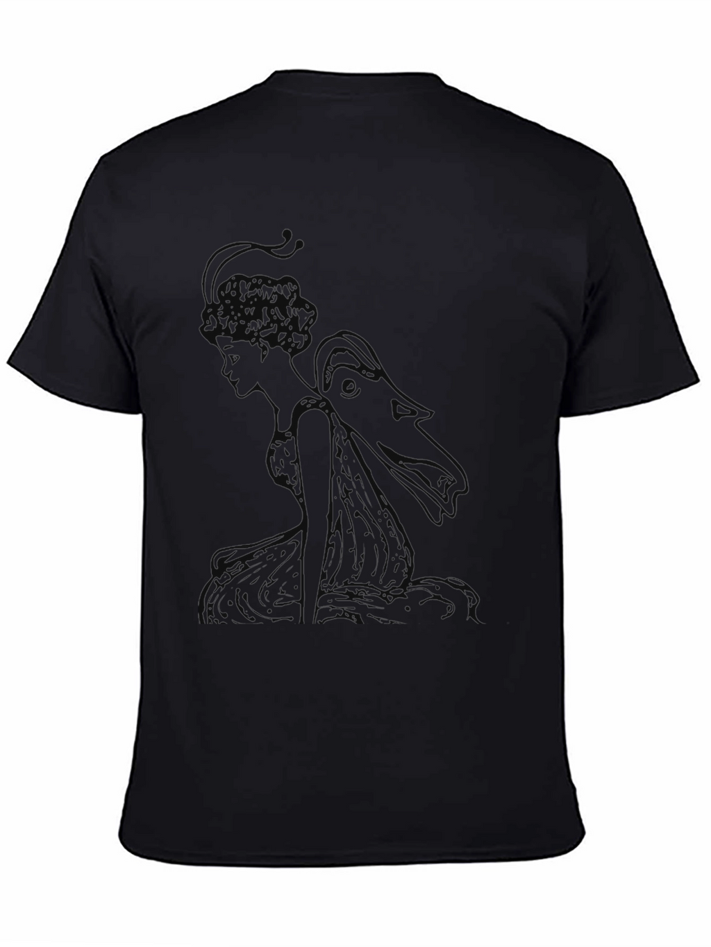 Elegant Black T-Shirt with Fairy Graphic