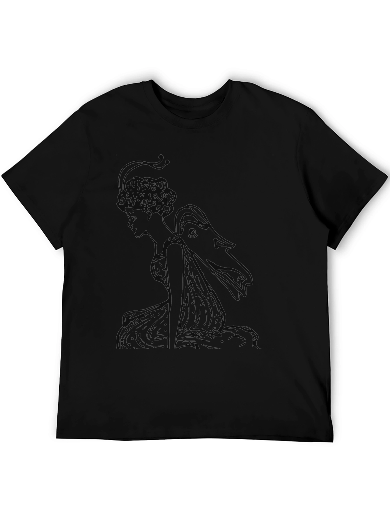 Elegant Black T-Shirt with Fairy Graphic