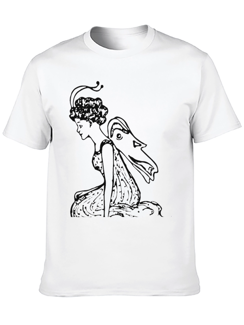 Elegant Black T-Shirt with Fairy Graphic