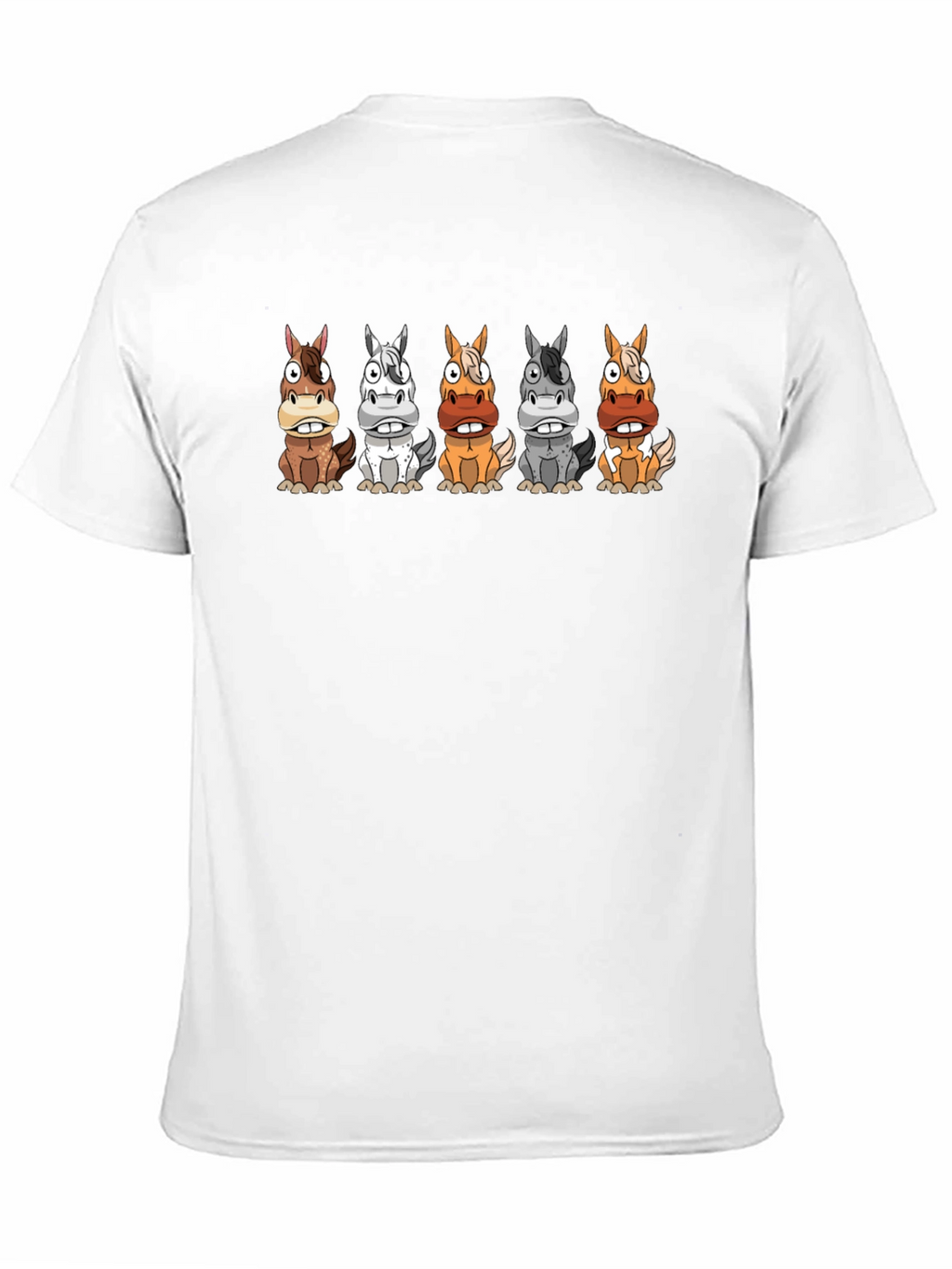 Cartoon Horses Black T-Shirt