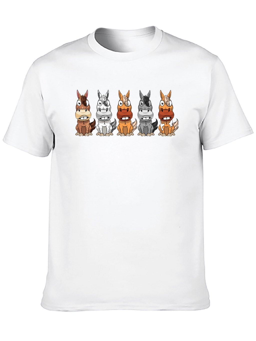 Cartoon Horses Black T-Shirt