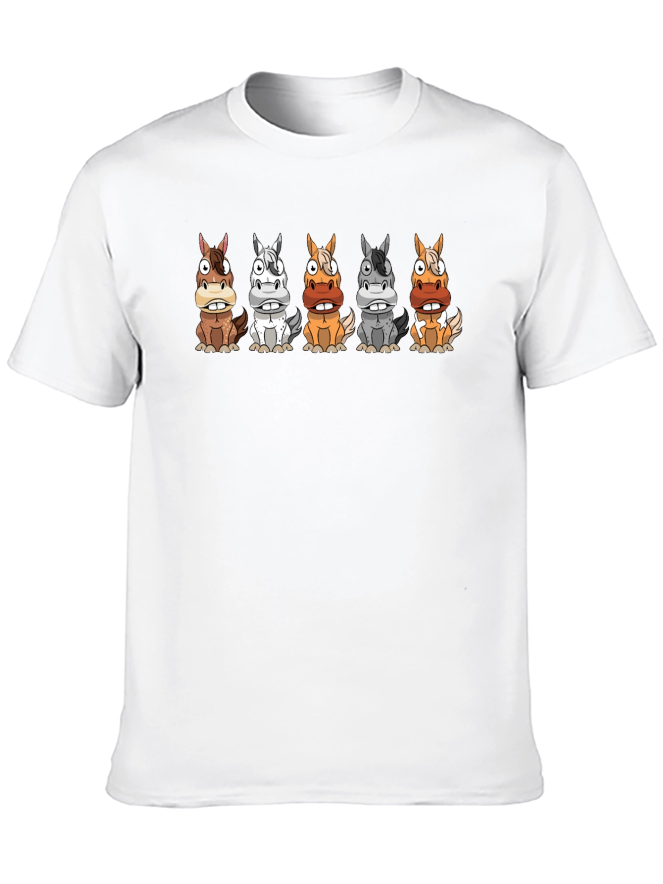 Cartoon Horses Black T-Shirt