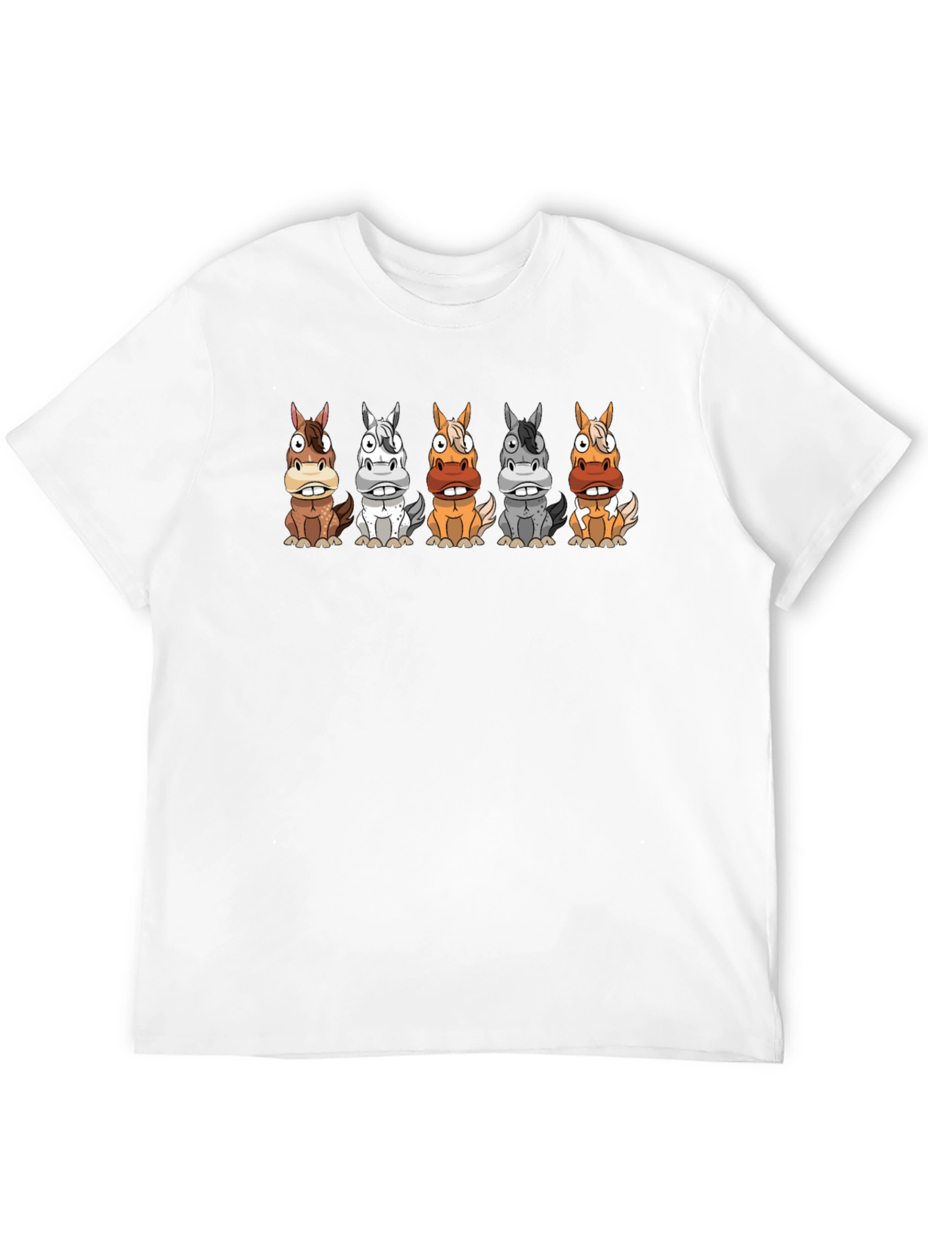 Cartoon Horses Black T-Shirt