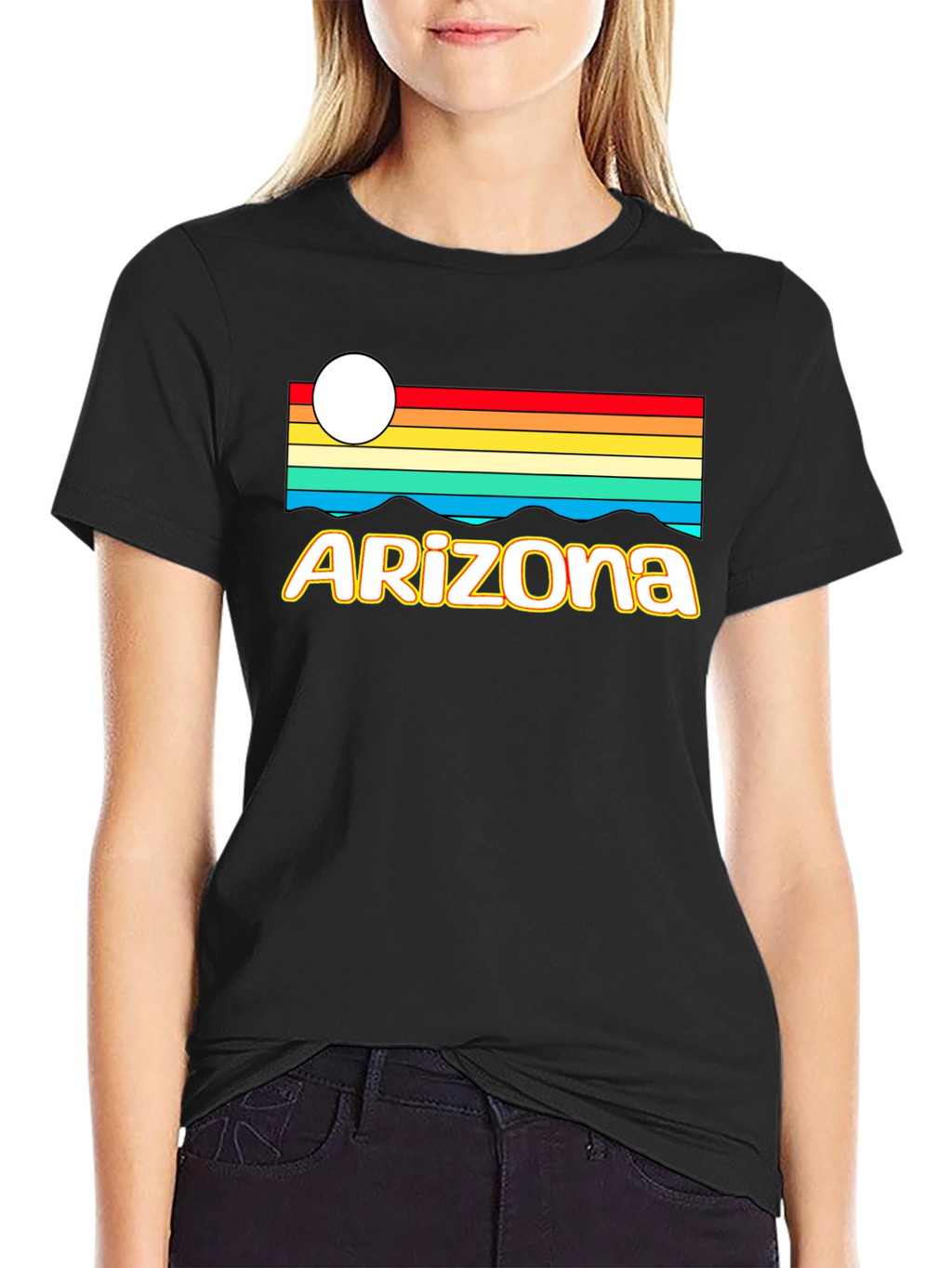 Retro Arizona Graphic Tee - Black Cotton T-Shirt