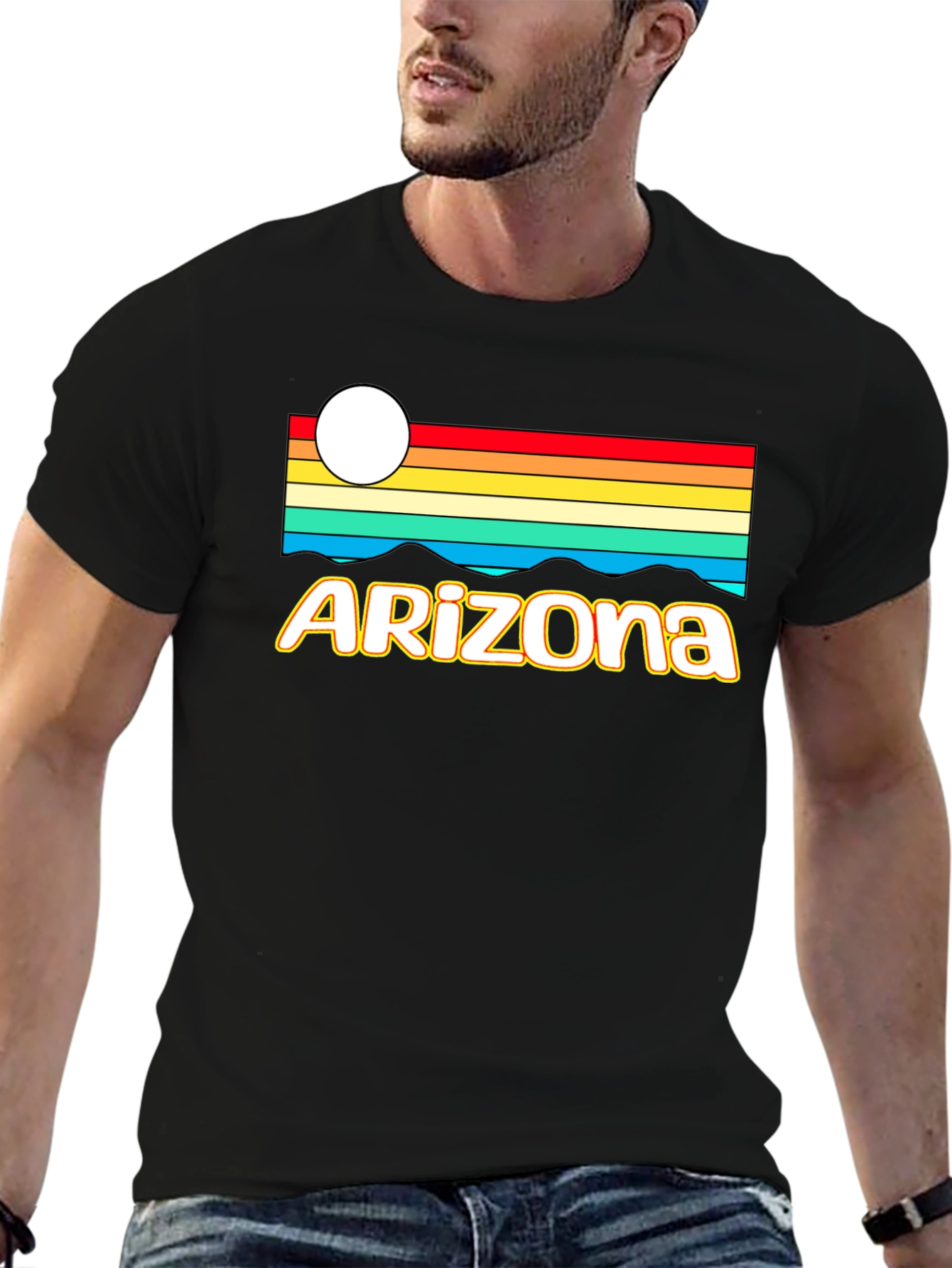 Retro Arizona Graphic Tee - Black Cotton T-Shirt