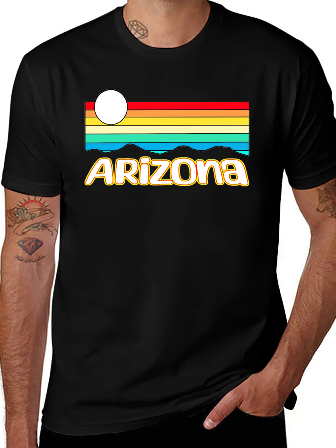 Retro Arizona Graphic Tee - Black Cotton T-Shirt