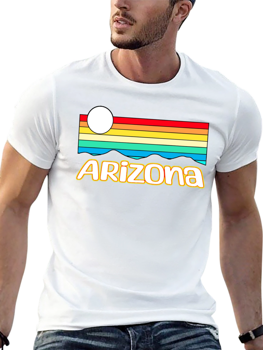 Retro Arizona Graphic Tee - Black Cotton T-Shirt