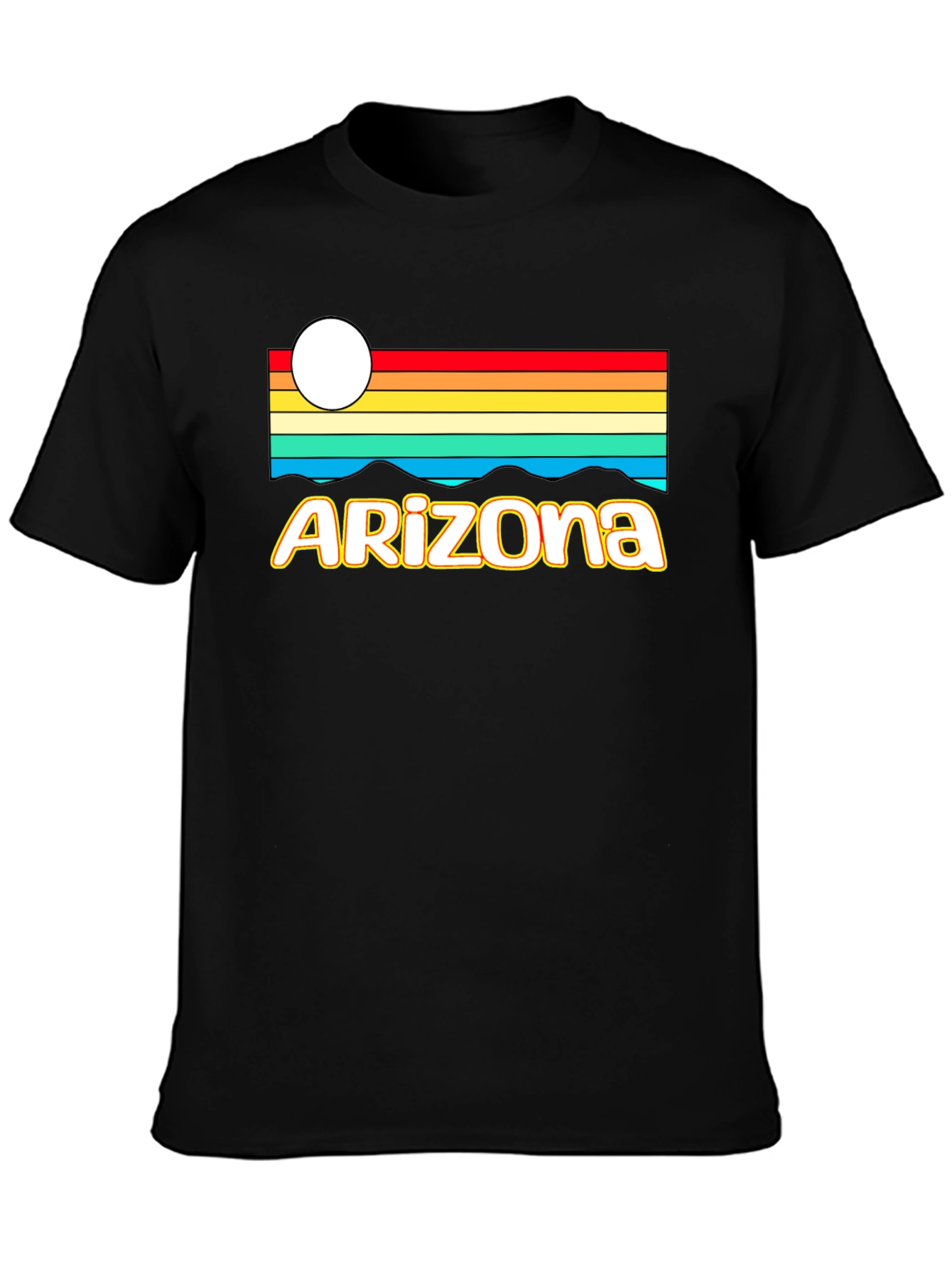 Retro Arizona Graphic Tee - Black Cotton T-Shirt