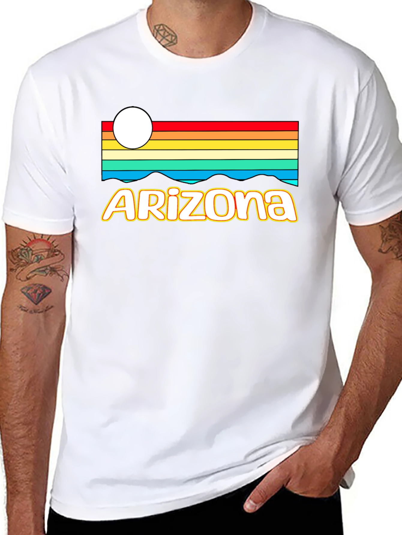 Retro Arizona Graphic Tee - Black Cotton T-Shirt