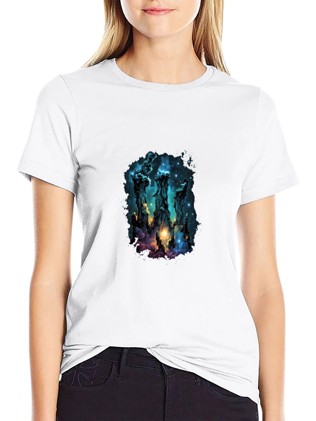 Nebula Pillars Graphic Tee - Cosmic Design