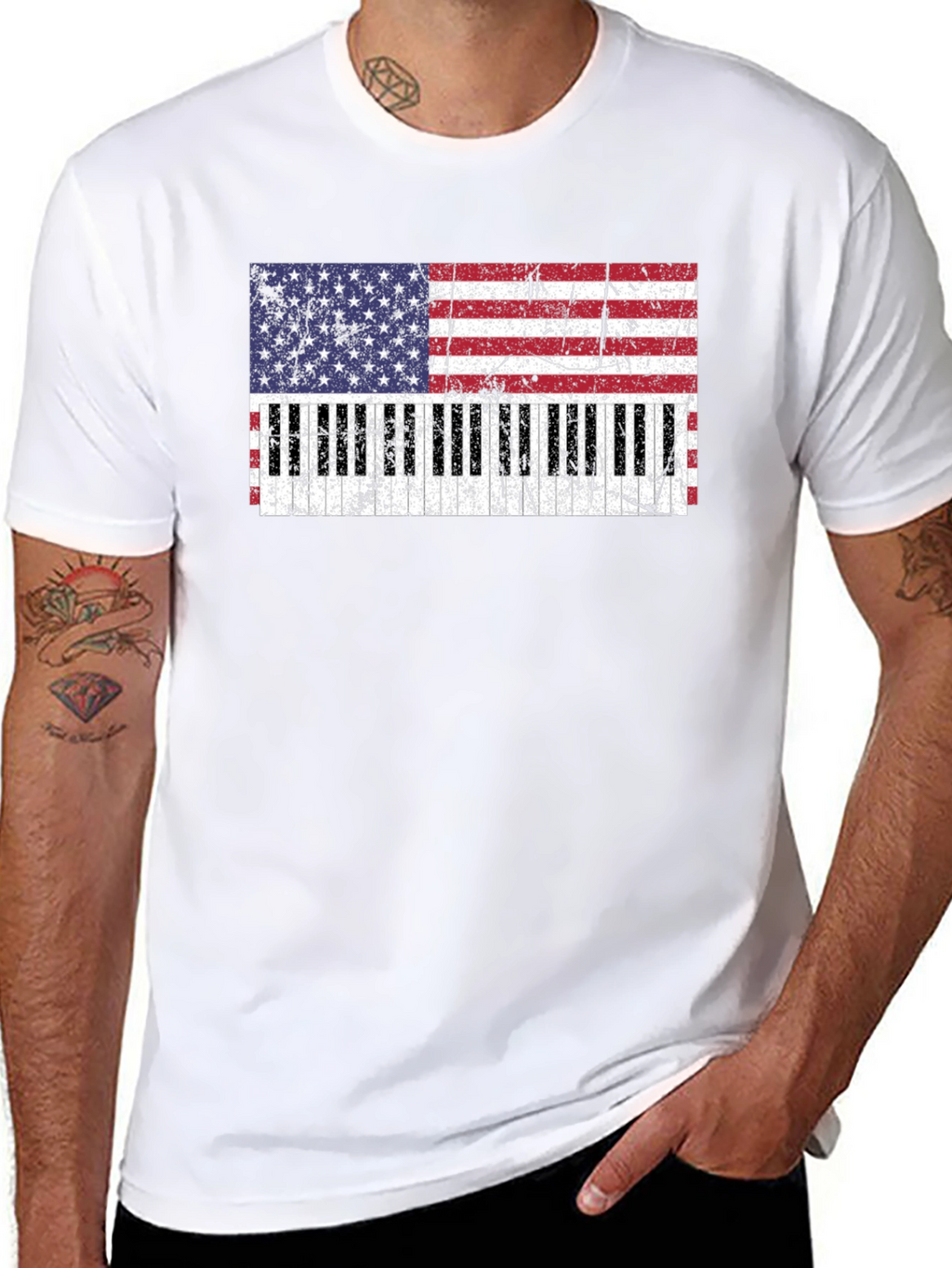 Patriotic Piano Keys Flag T-Shirt