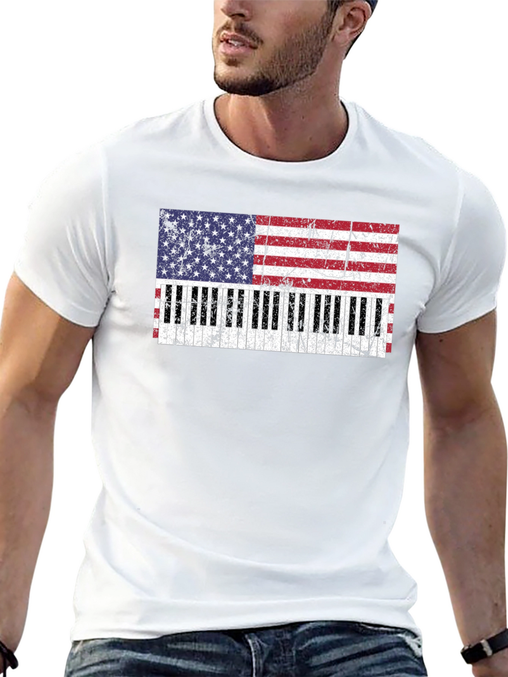 Patriotic Piano Keys Flag T-Shirt
