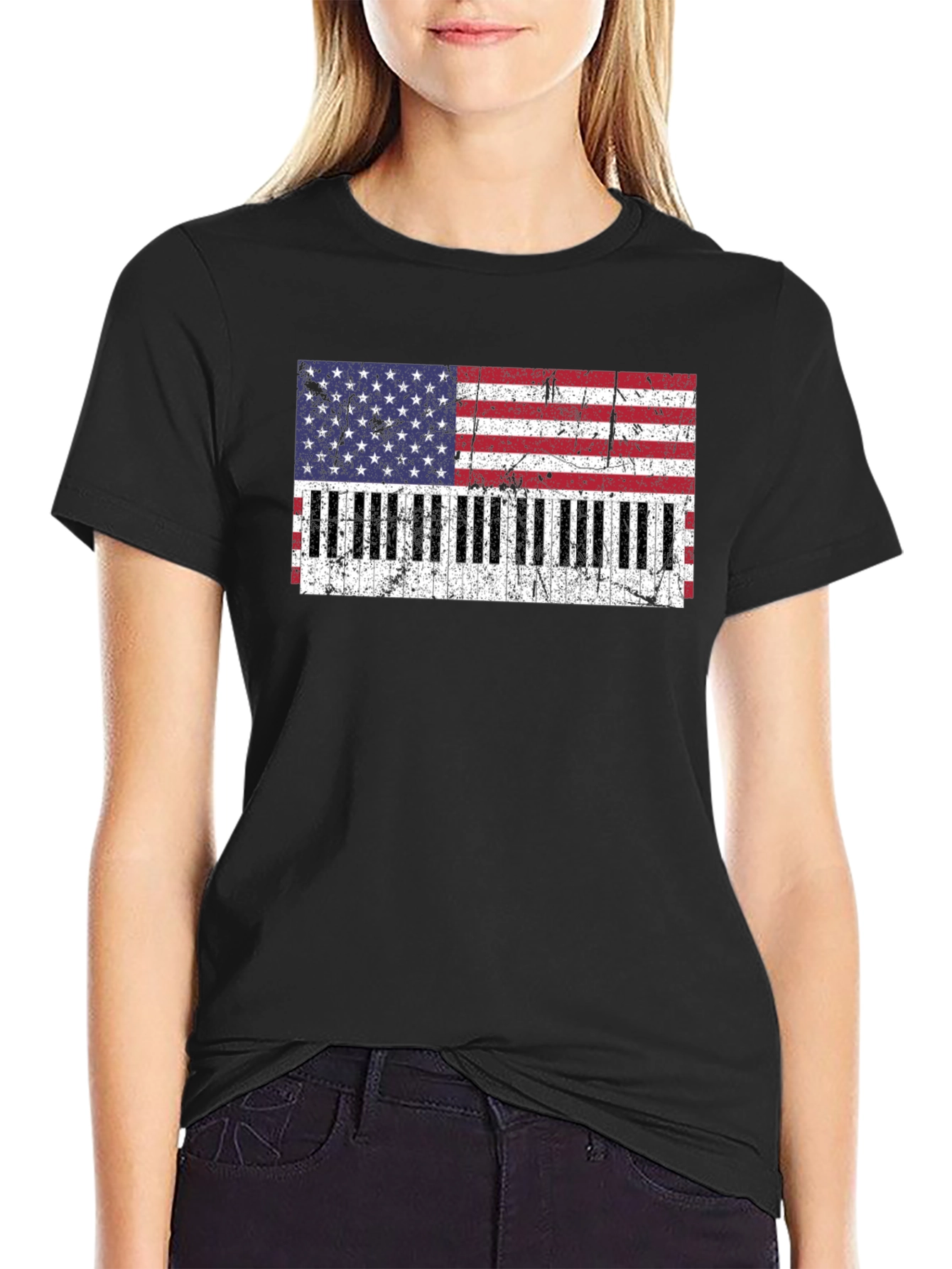 Patriotic Piano Keys Flag T-Shirt