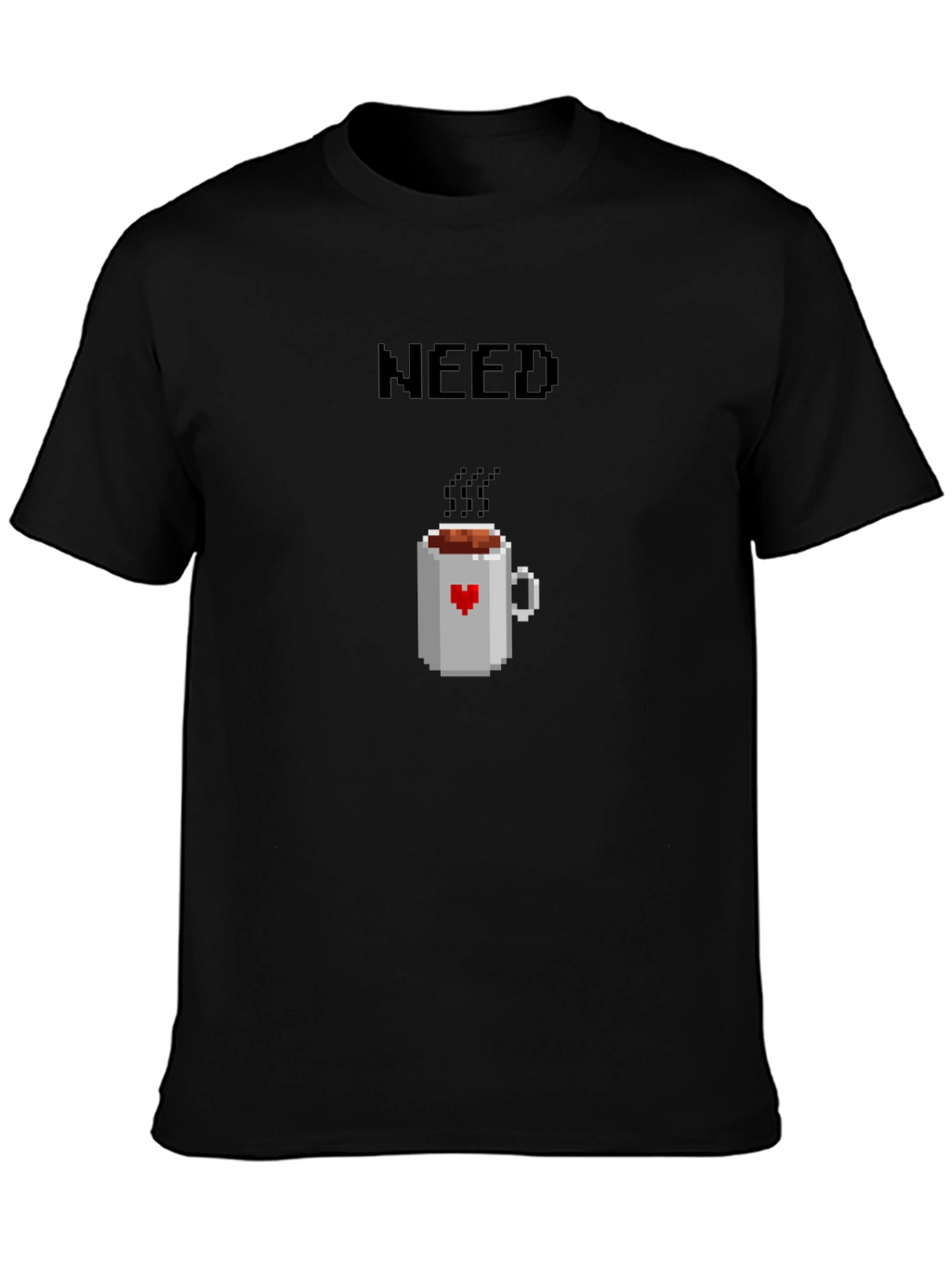 Need Coffee Pixel Art T-Shirt - Unisex Black Tee