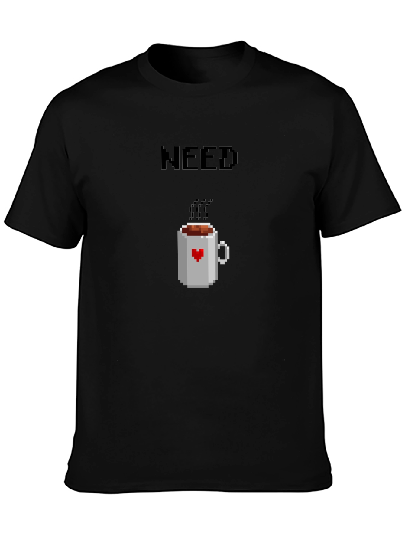 Need Coffee Pixel Art T-Shirt - Unisex Black Tee