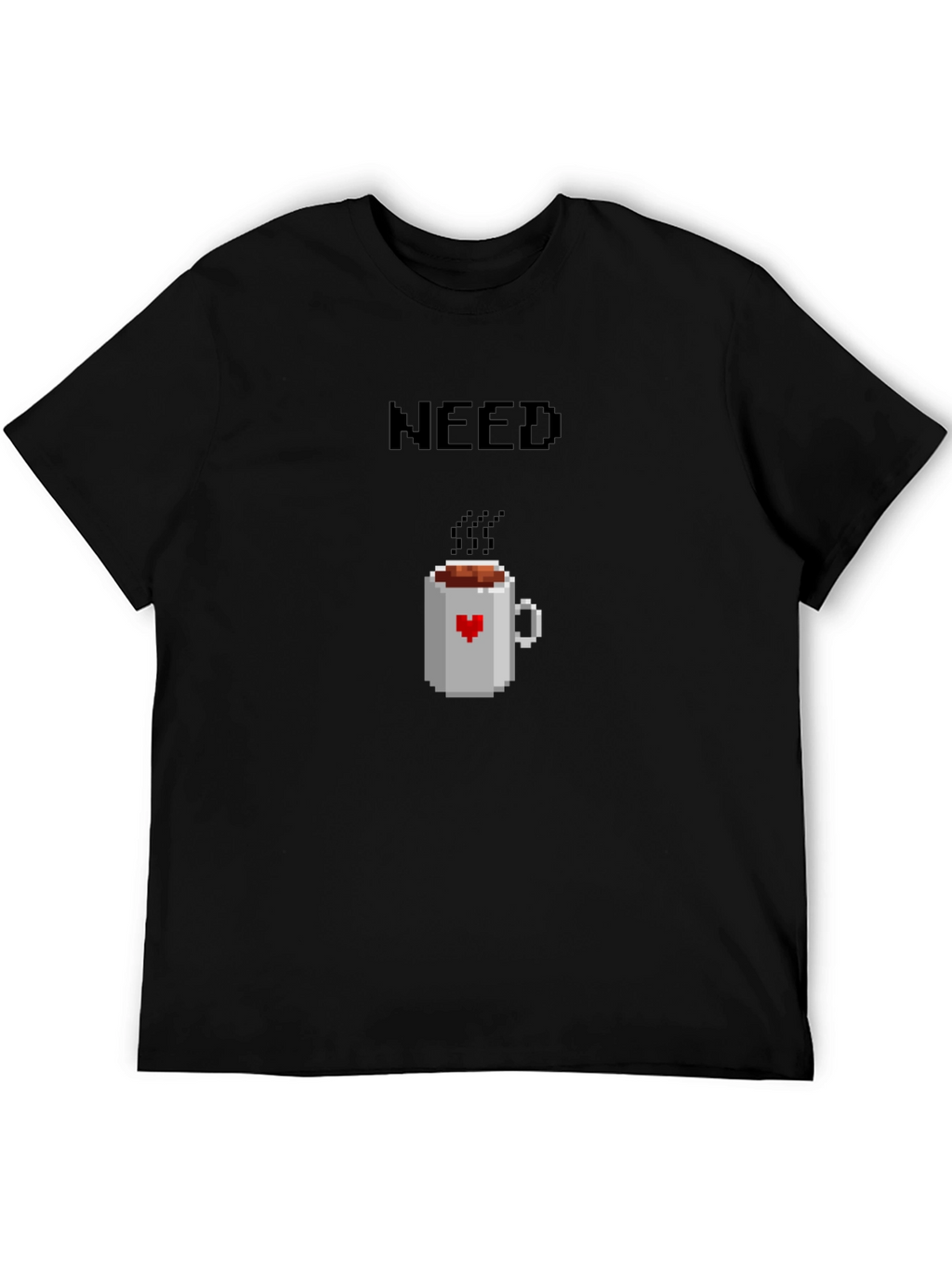 Need Coffee Pixel Art T-Shirt - Unisex Black Tee