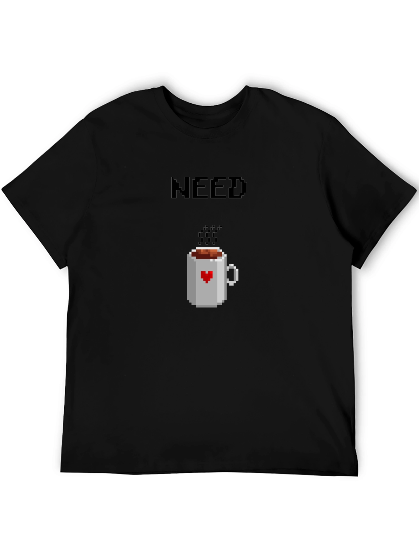 Need Coffee Pixel Art T-Shirt - Unisex Black Tee