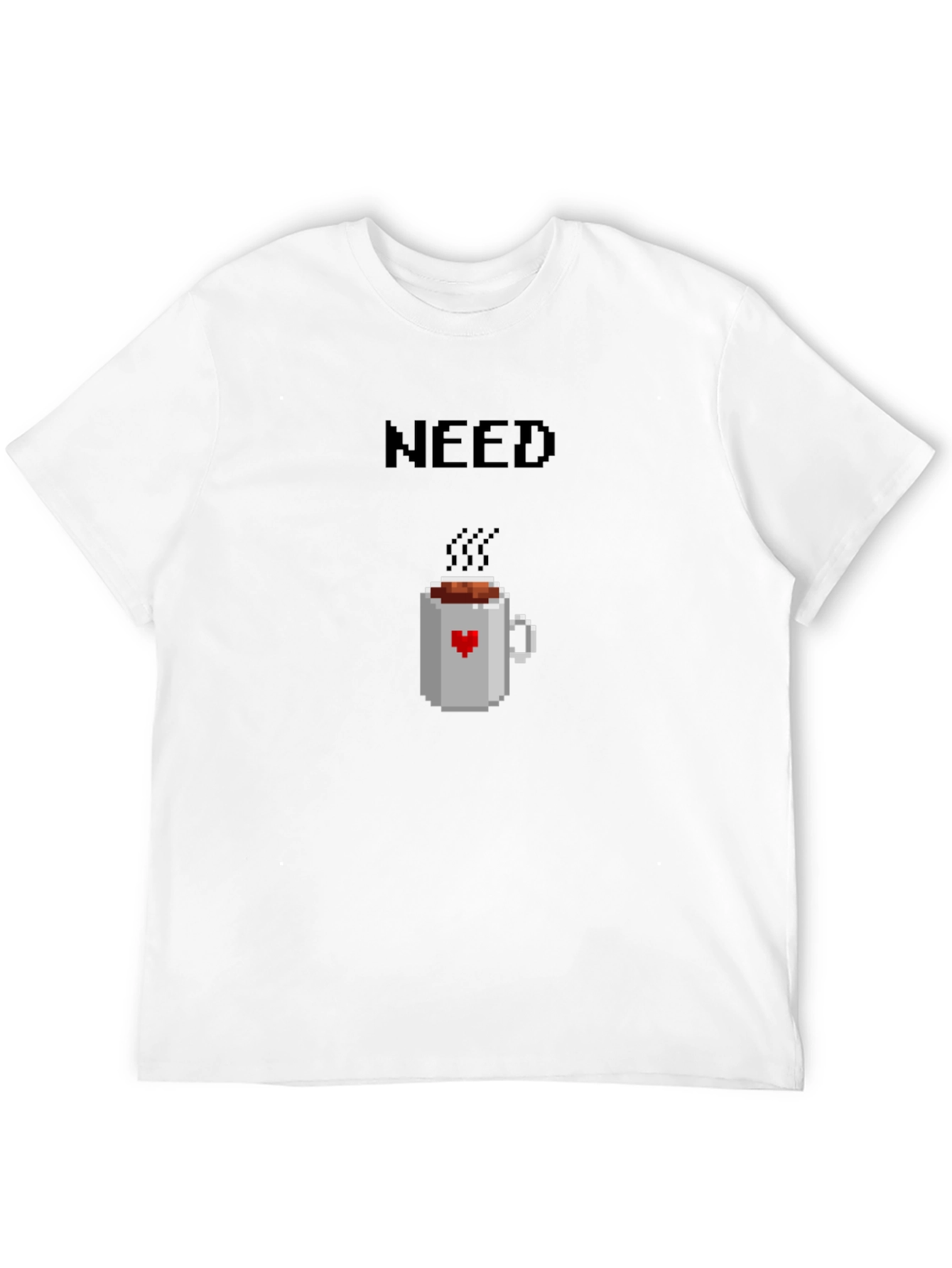 Need Coffee Pixel Art T-Shirt - Unisex Black Tee