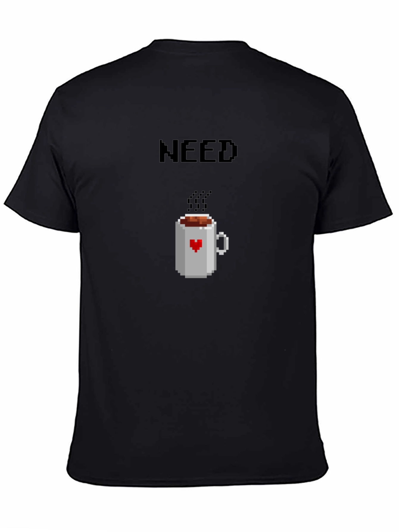 Need Coffee Pixel Art T-Shirt - Unisex Black Tee
