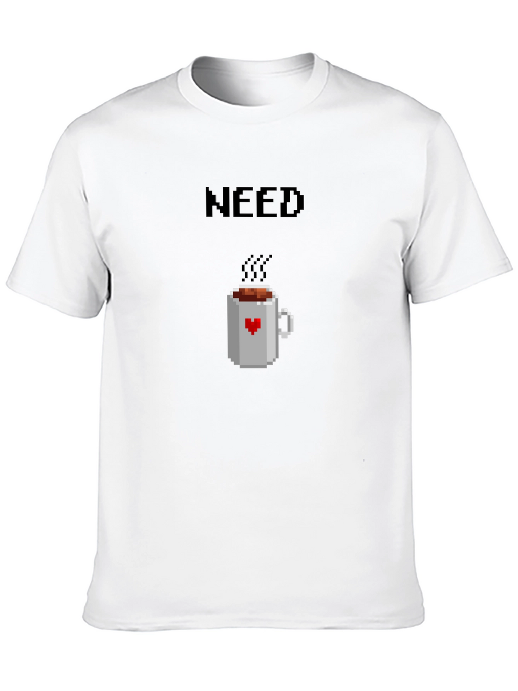 Need Coffee Pixel Art T-Shirt - Unisex Black Tee