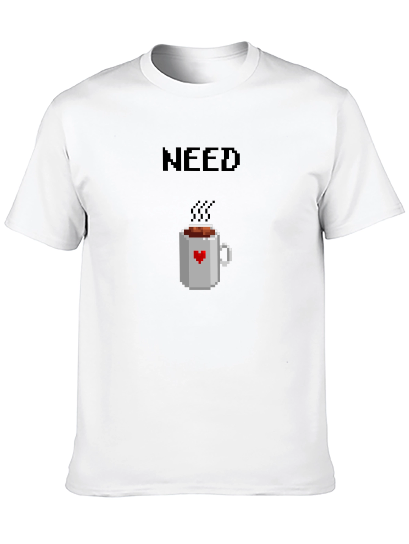 Need Coffee Pixel Art T-Shirt - Unisex Black Tee