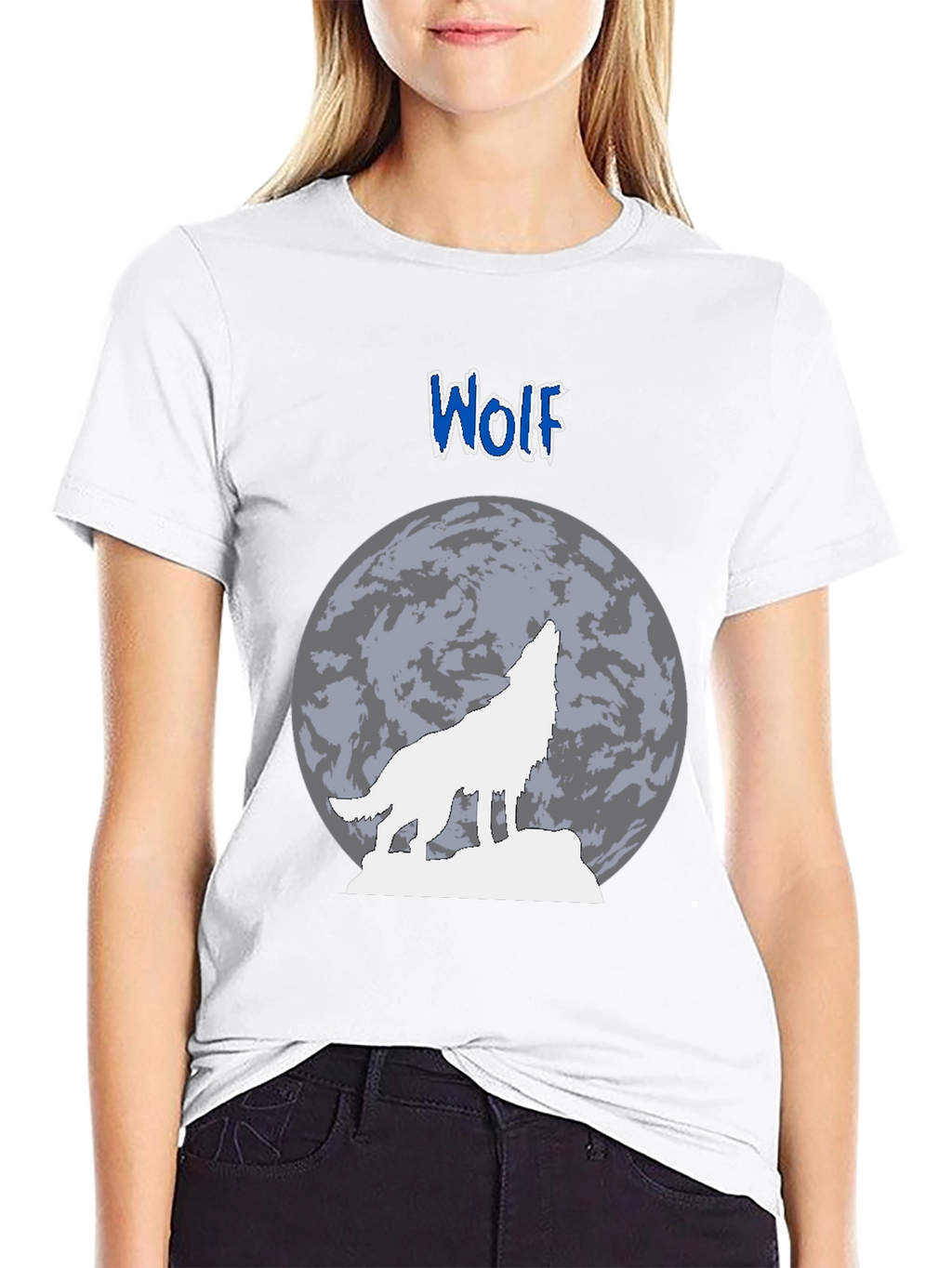 Wolf Howling at Moon Graphic T-Shirt - Black