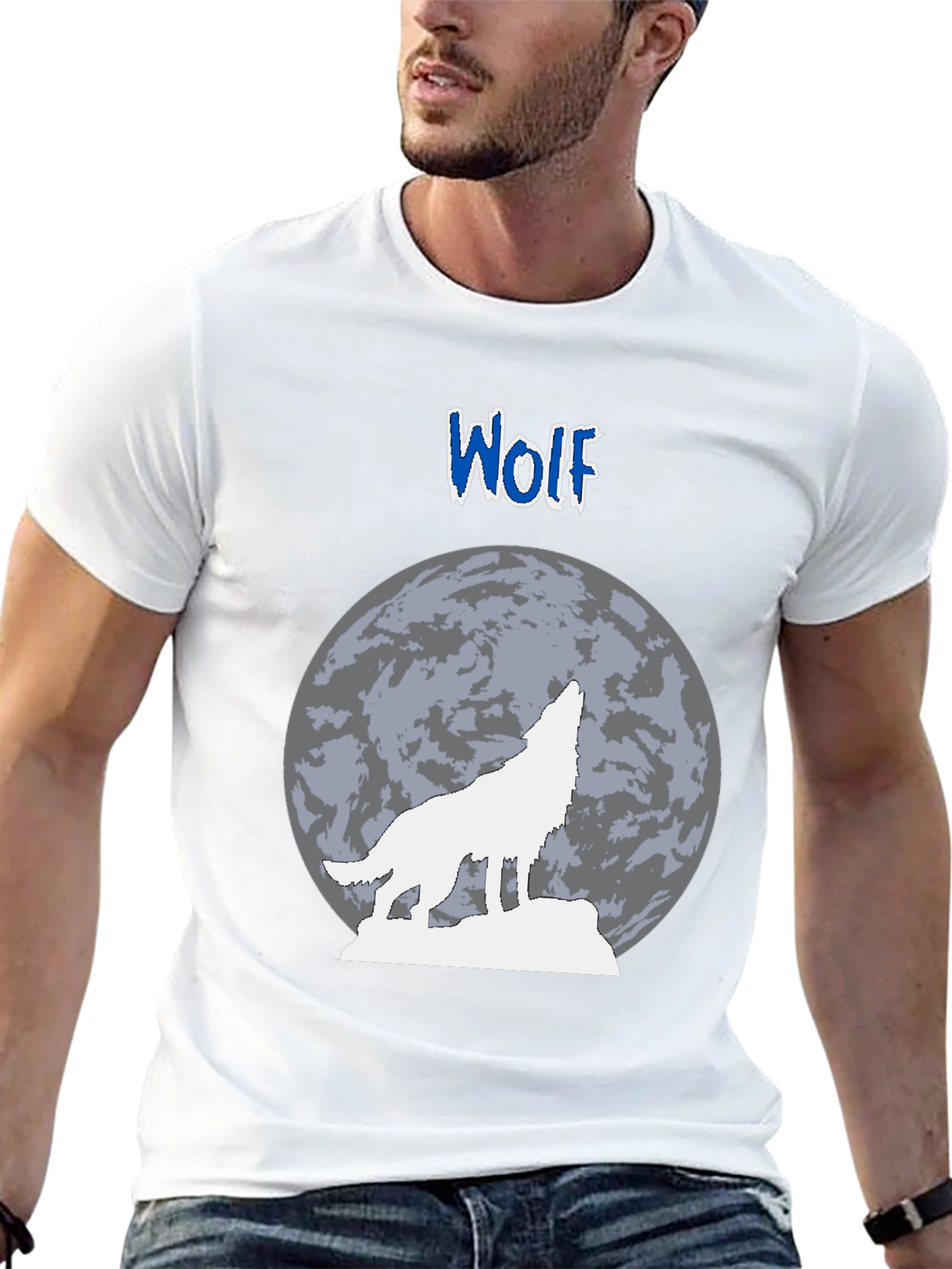Wolf Howling at Moon Graphic T-Shirt - Black