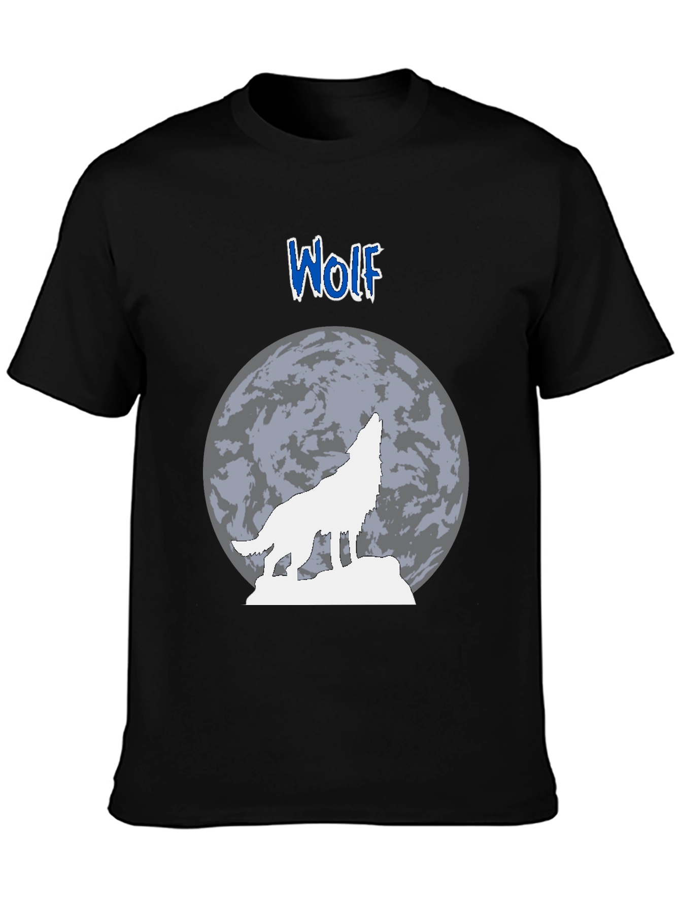 Wolf Howling at Moon Graphic T-Shirt - Black