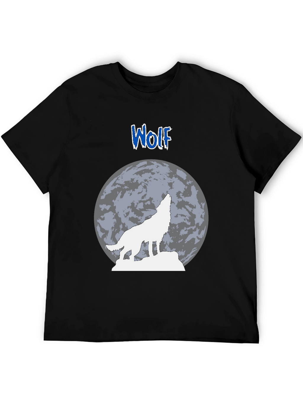 Wolf Howling at Moon Graphic T-Shirt - Black