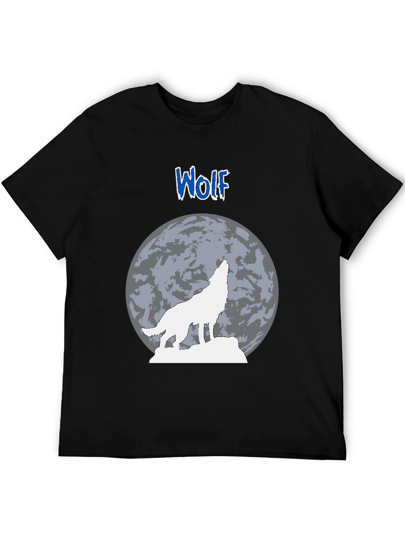 Wolf Howling at Moon Graphic T-Shirt - Black