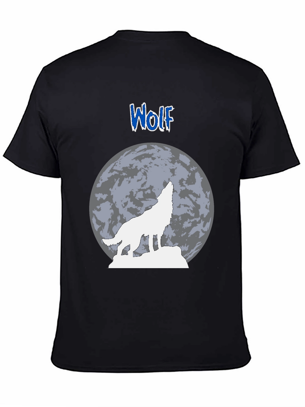 Wolf Howling at Moon Graphic T-Shirt - Black