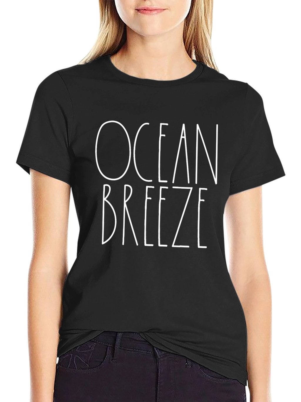 Ocean Breeze Black Graphic T-Shirt