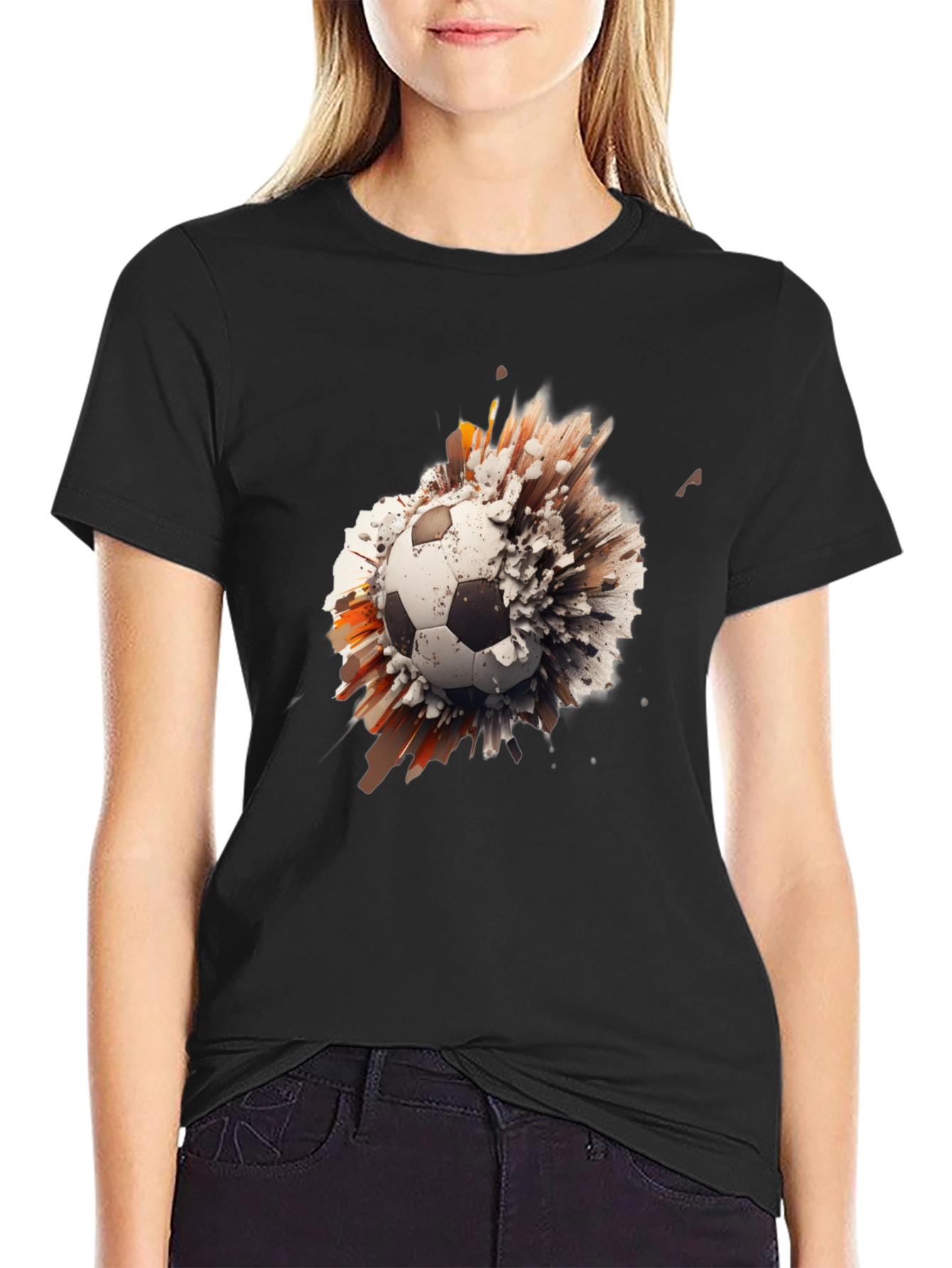 Exploding Soccer Ball Graphic Tee - Black