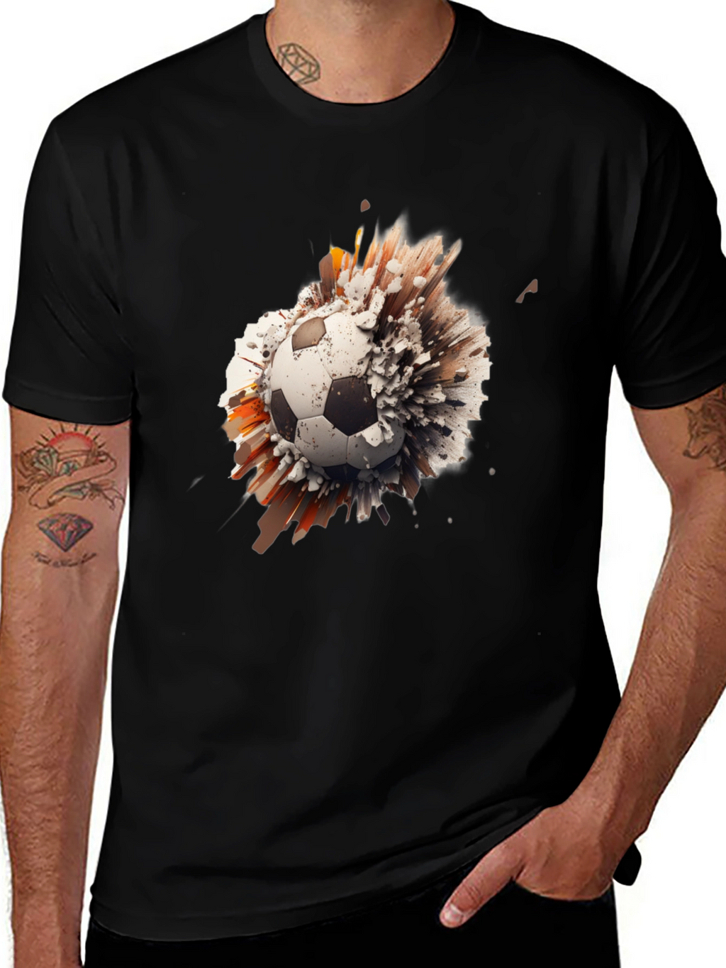 Exploding Soccer Ball Graphic Tee - Black