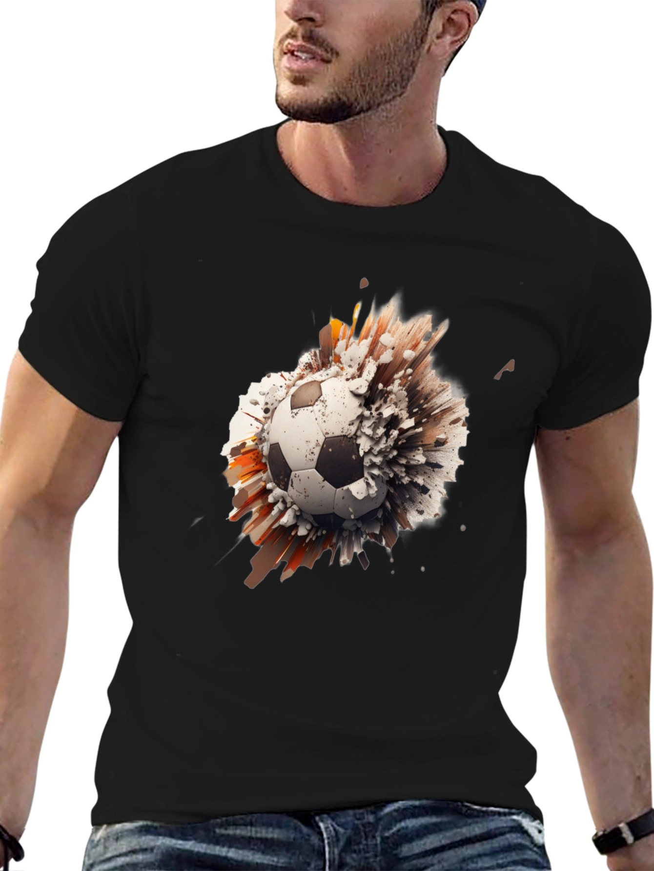 Exploding Soccer Ball Graphic Tee - Black