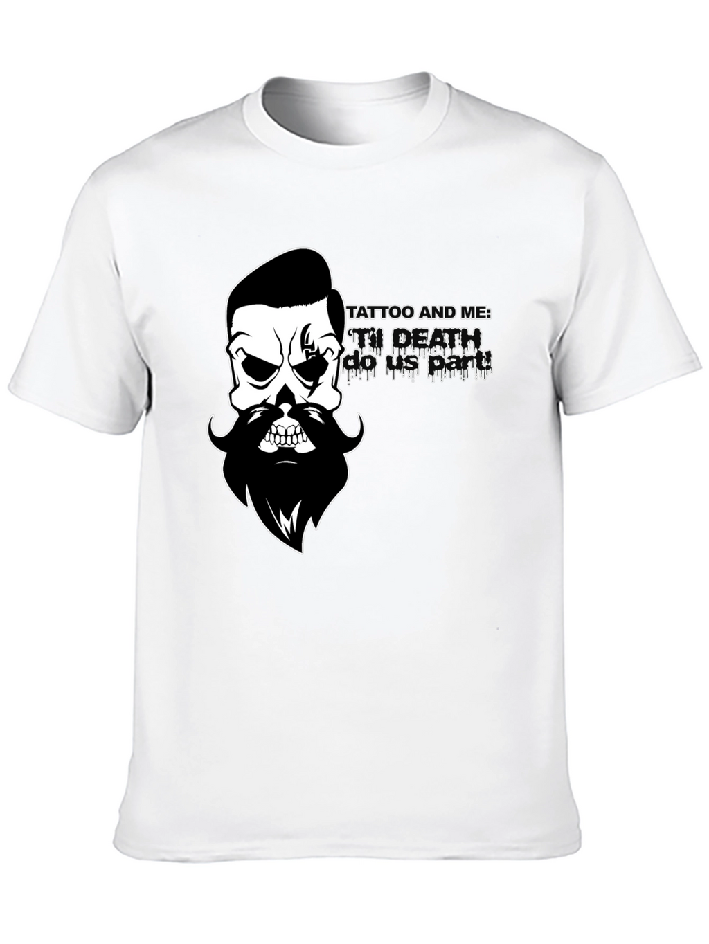 Mens Black T-Shirt with Skull & Beard Graphic