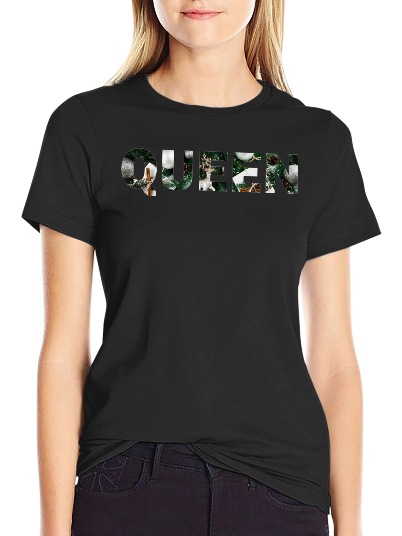 Queen Christmas Holiday Black T-Shirt