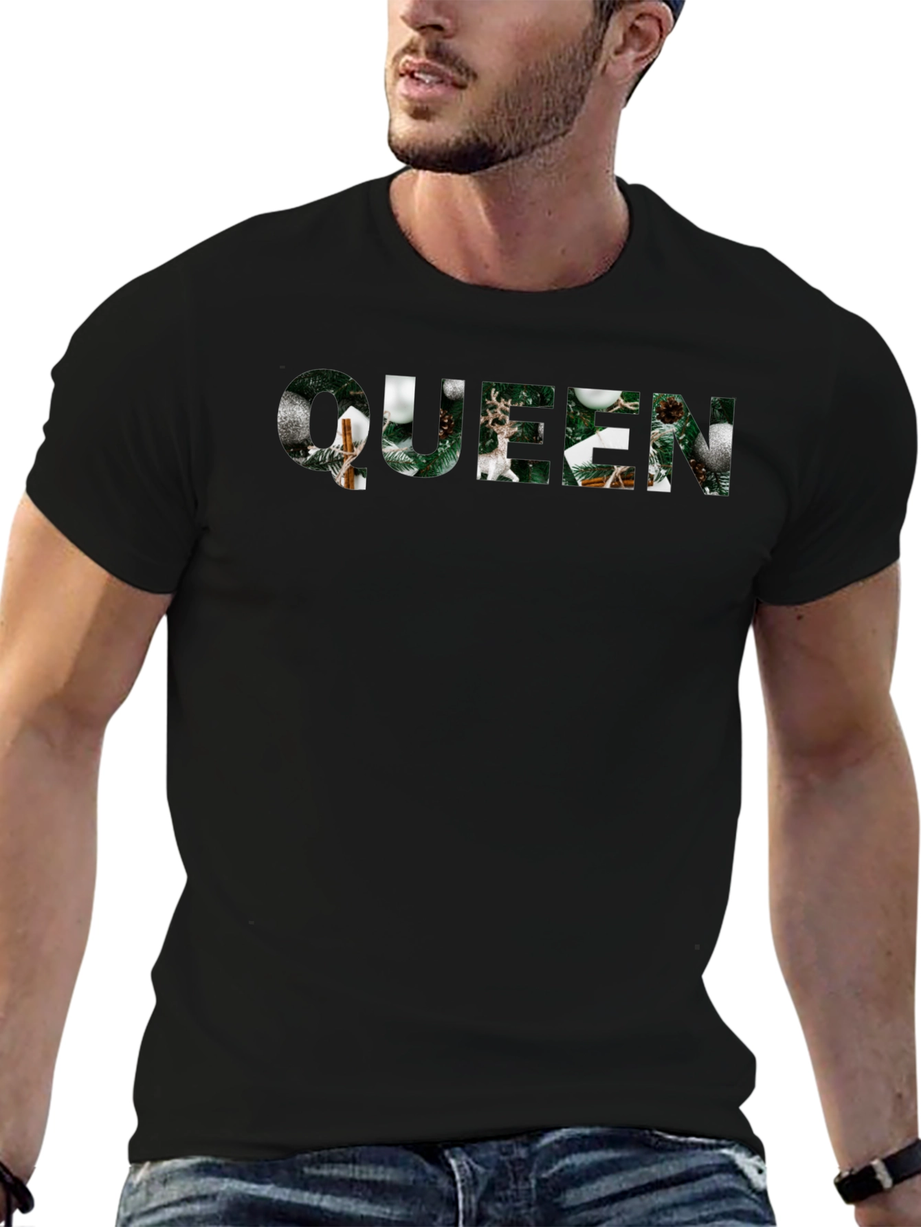 Queen Christmas Holiday Black T-Shirt