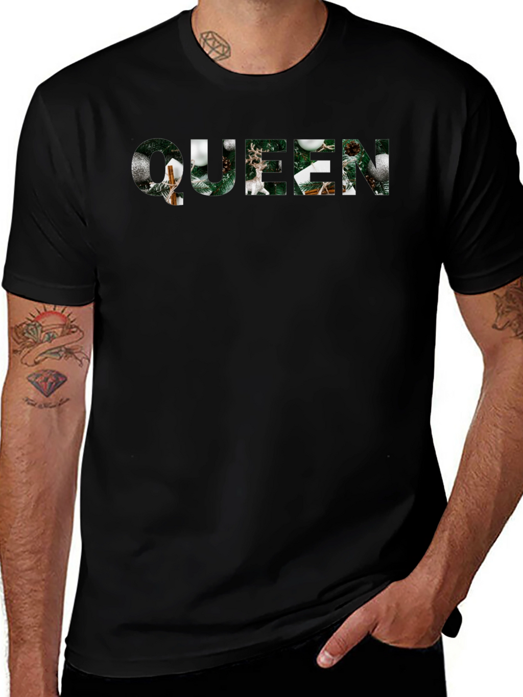 Queen Christmas Holiday Black T-Shirt
