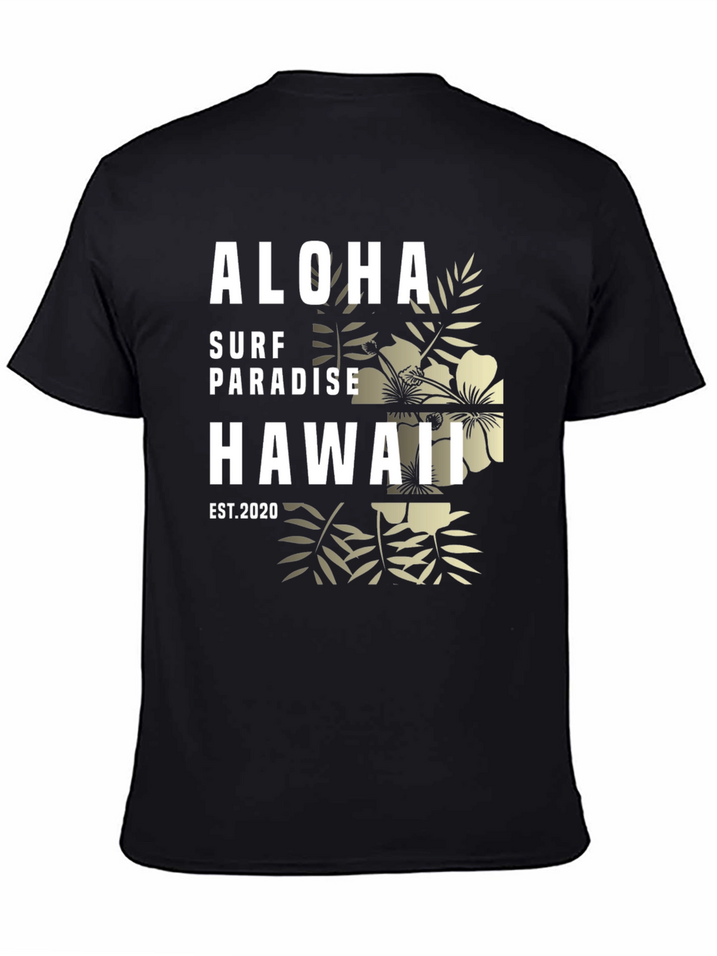 Aloha Surf Paradise Hawaii Black Graphic T-Shirt
