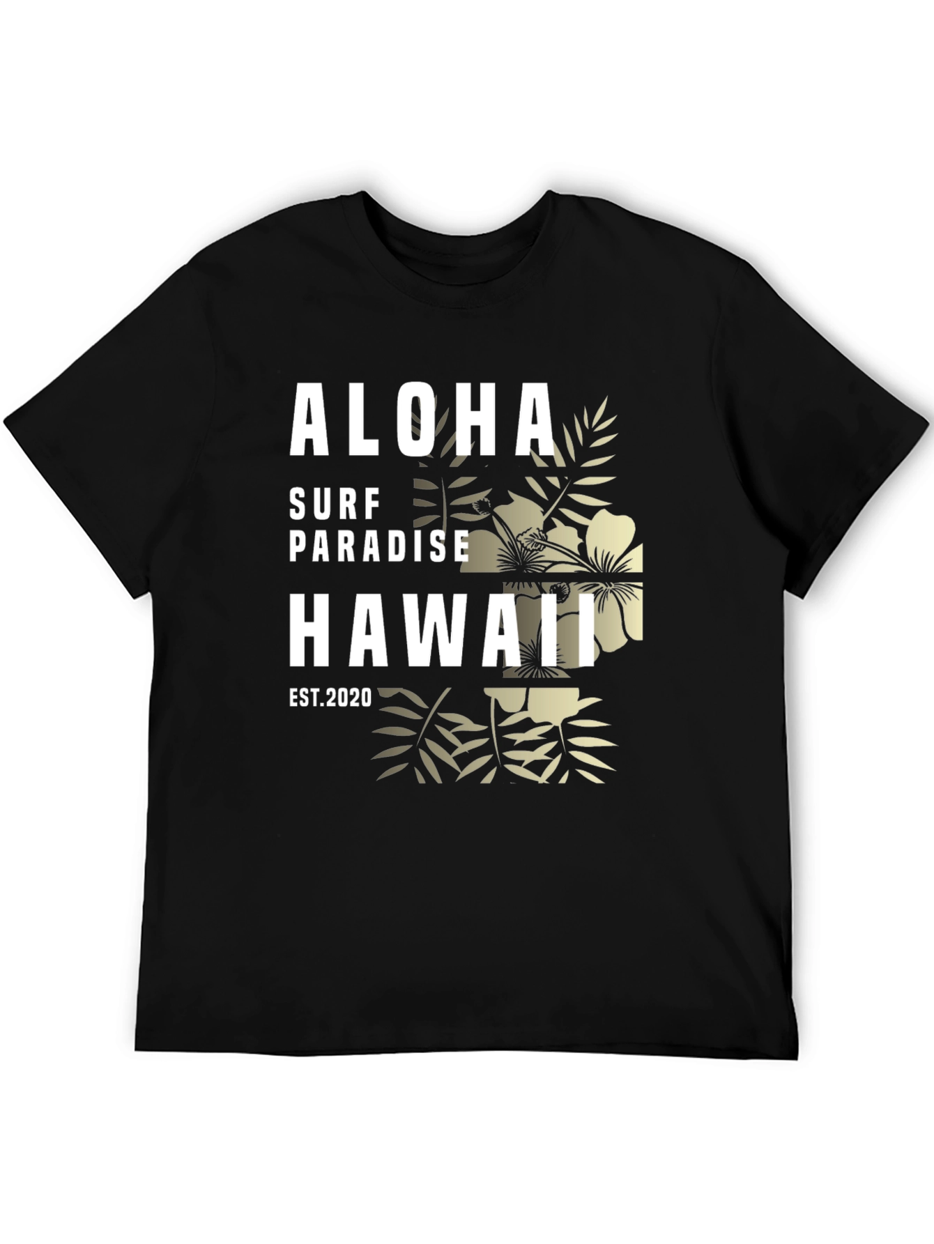 Aloha Surf Paradise Hawaii Black Graphic T-Shirt