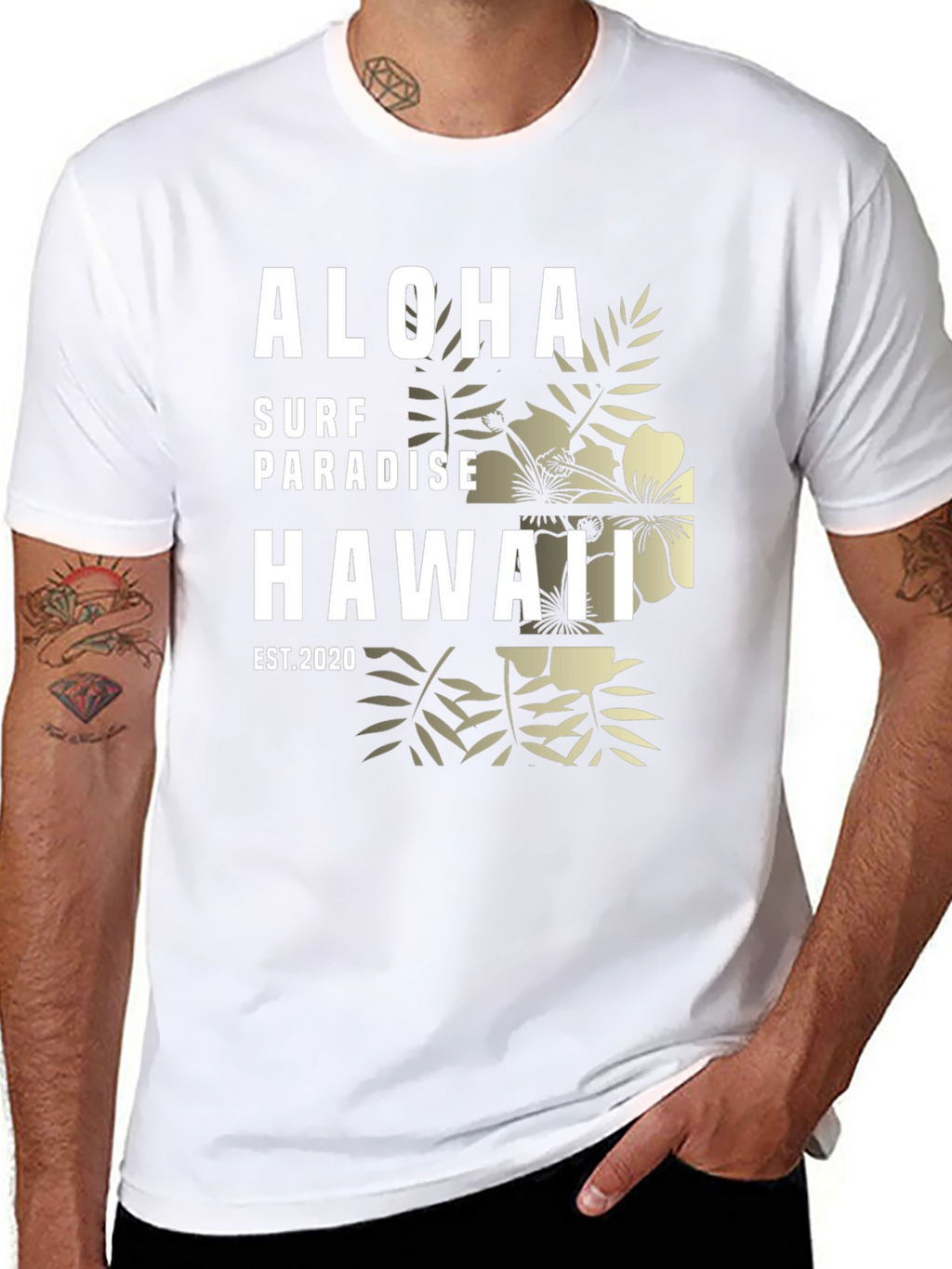 Aloha Surf Paradise Hawaii Black Graphic T-Shirt